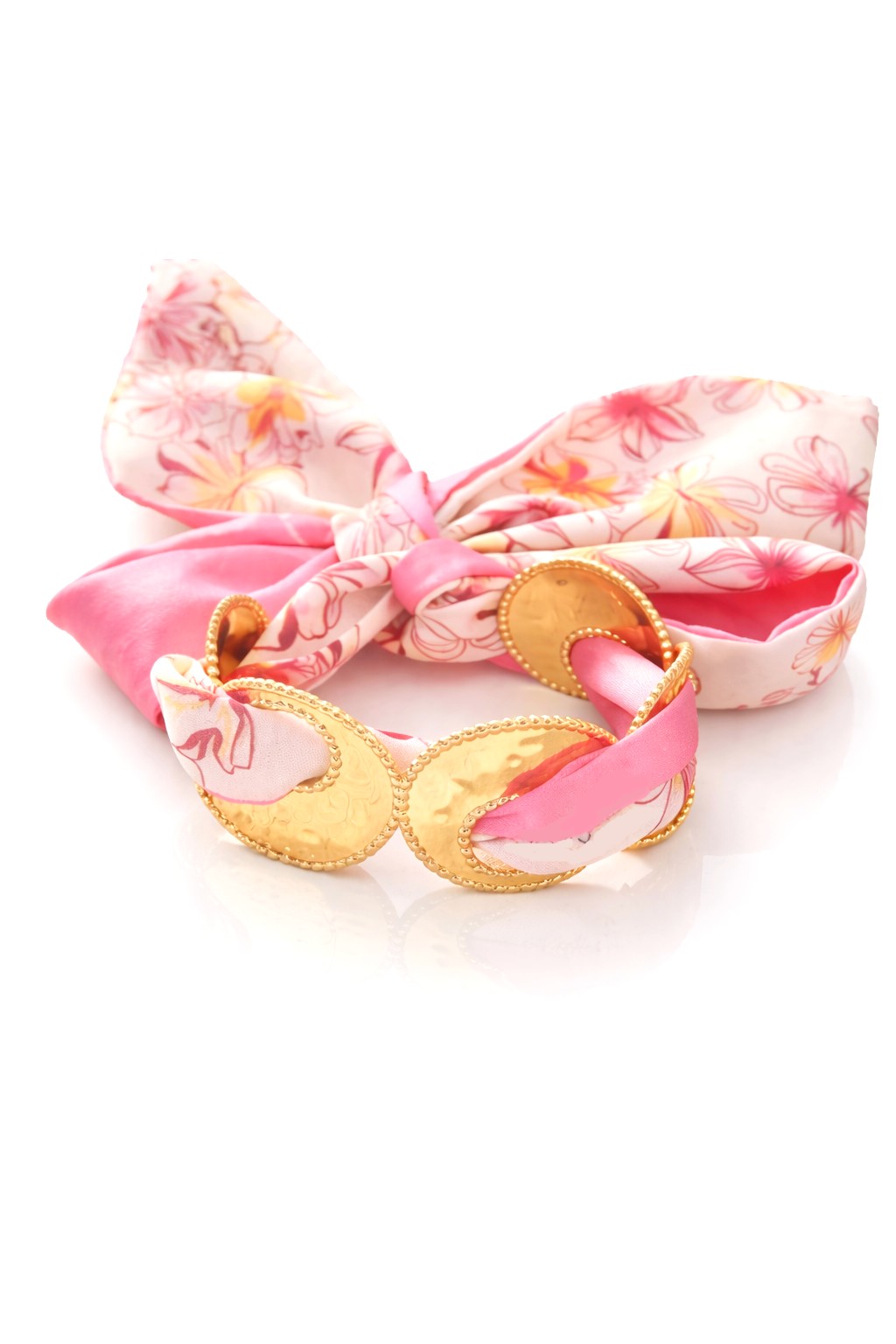 Bracelet tissu rose été en acier inoxydable